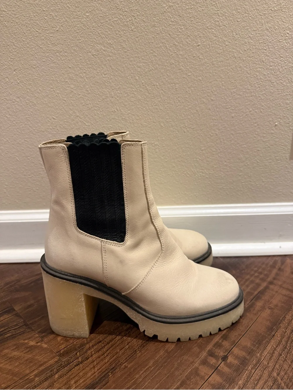 Free People Cream Chelsea Platform Lug Boots